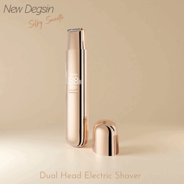 08GD CT003 GOLD women's electric shaver, electric razor for women with Digital Display, dual-head design for whole body, trimmer shaver 2-in-1, wet/dry, rasoir electrique femme electric shaver trimmer razor for women, Pink Gold, digital display, waterproof